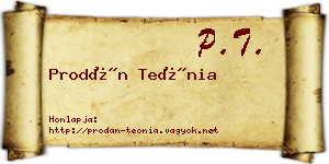Prodán Teónia névjegykártya